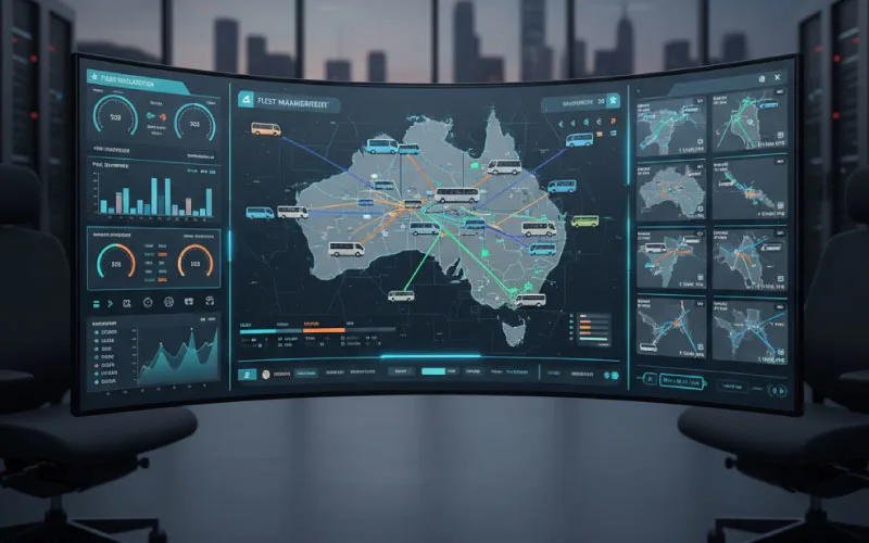 Dashboard view of eCoachManager fleet management system scaling across multiple vehicles