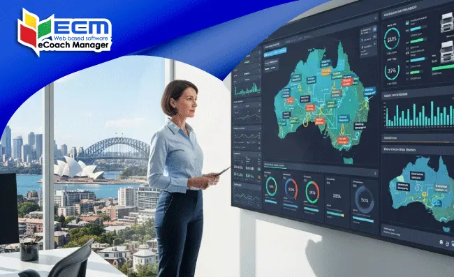 Fleet manager viewing live performance data from multiple drivers on dashboard