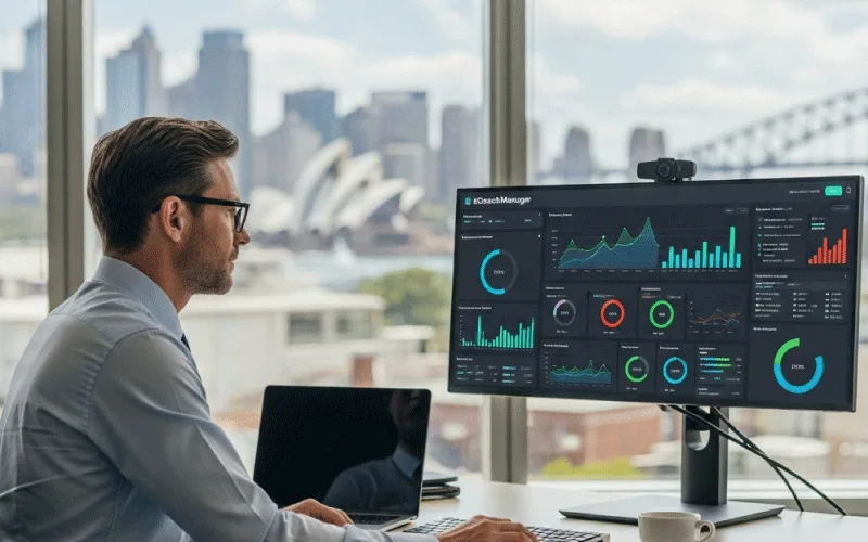 Fleet manager viewing compliance dashboard in eCoachManager