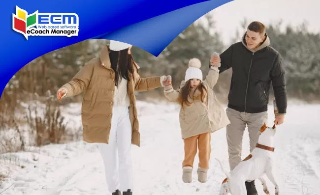 thumbnail family posing for camera in winter clothes, winter tourists, UK winter and Christmas tourism
